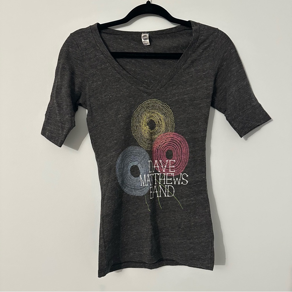 Women's Charcoal Graphic V-Neck Tee Dave Matthew’s Band Concert Shirt